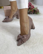 Zapato Audrey beige brillo 8 cms