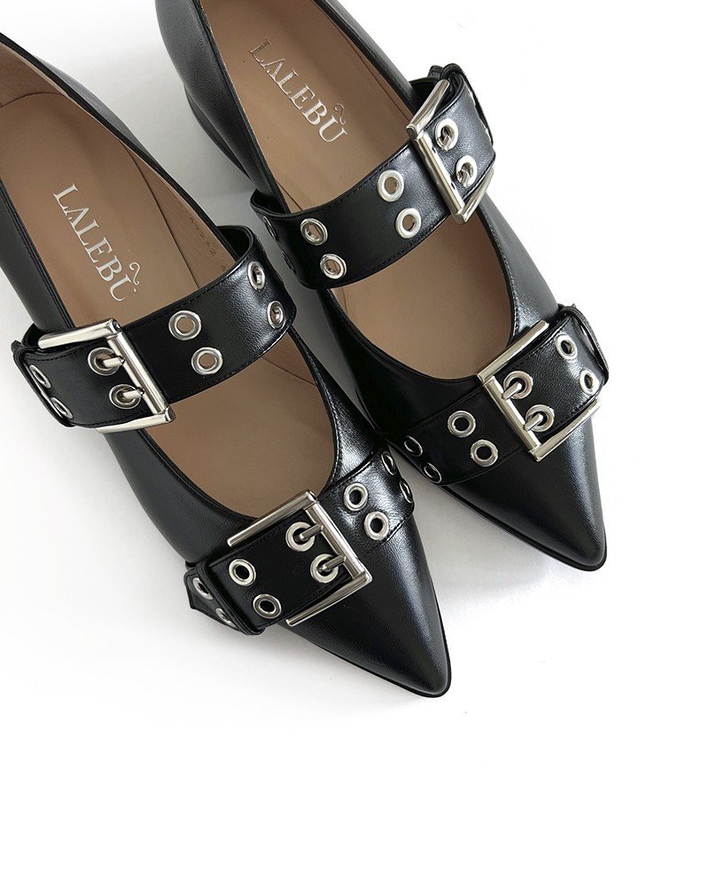 Zapato plano hebilla negro