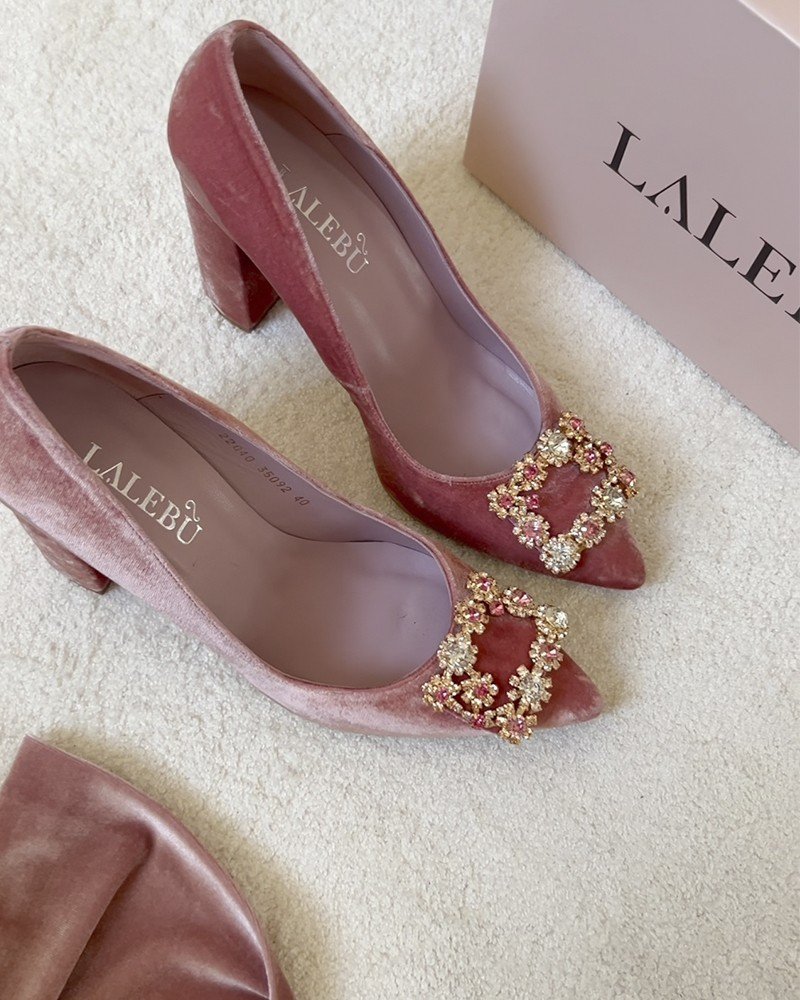 Zapato Cinderella terciopelo rosa 10 cms