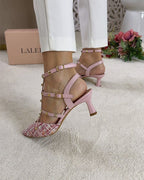 Zapato tachuelas tweed rosa