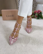 Zapato tachuelas tweed rosa