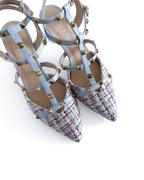 Zapato Tachuelas tweed azul