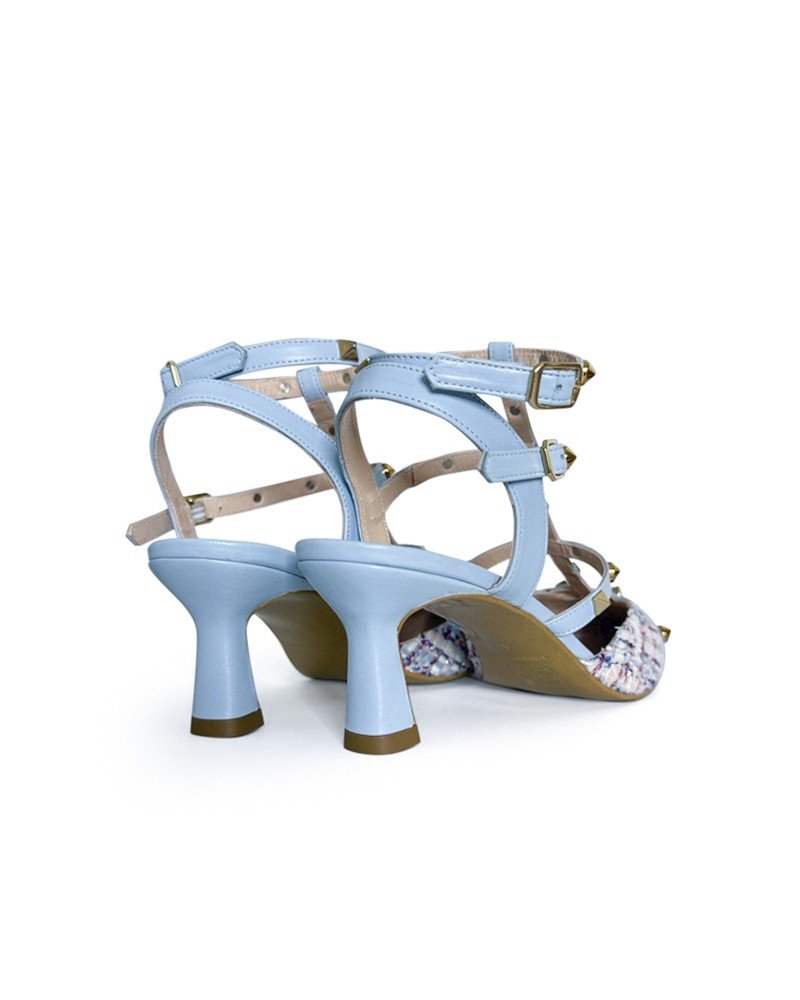 Zapato Tachuelas tweed azul