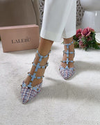 Zapato Tachuelas tweed azul