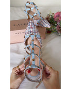 Zapato Tachuelas tweed azul