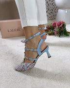 Zapato Tachuelas tweed azul