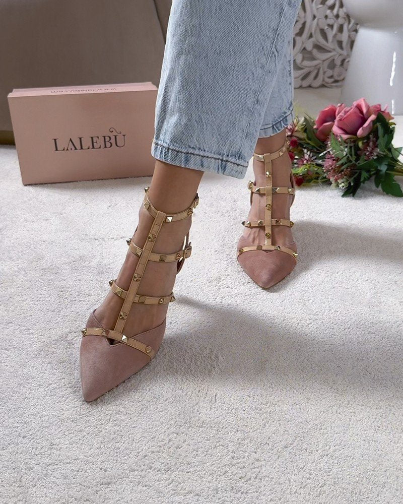 Zapato Tachuelas Nude 6 cms