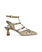 Zapato tachuelas tweed oro