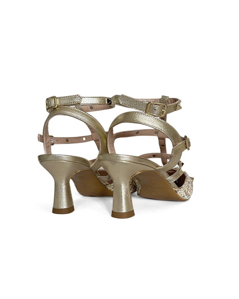 Zapato tachuelas tweed oro