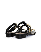 Sandalia plana tachuelas negra