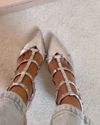 Zapato Tachuelas Plateado 6 cms