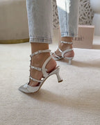 Zapato Tachuelas Plateado 6 cms