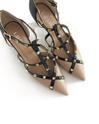 Zapato Tachuelas Beige y Negro 6 cms