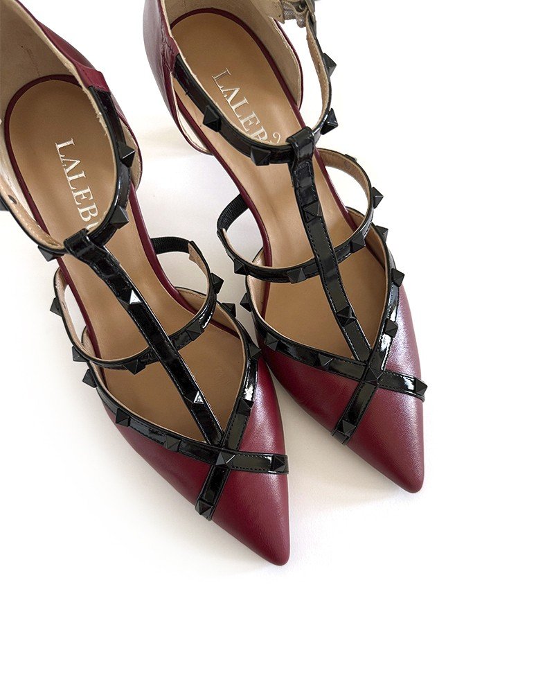 Zapato Tachuelas Burdeos 6 cms