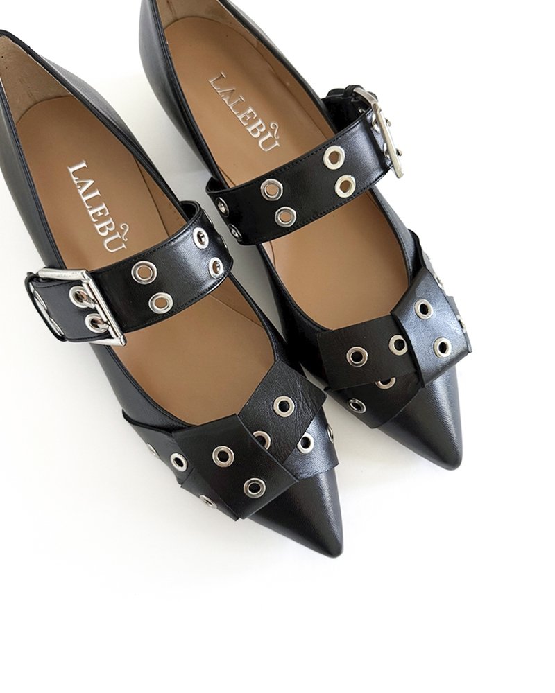 Zapato plano hebilla negro