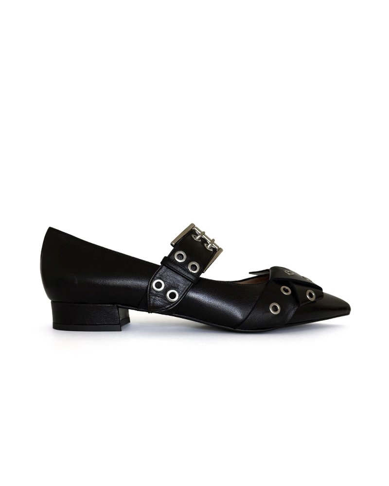 Zapato plano hebilla negro