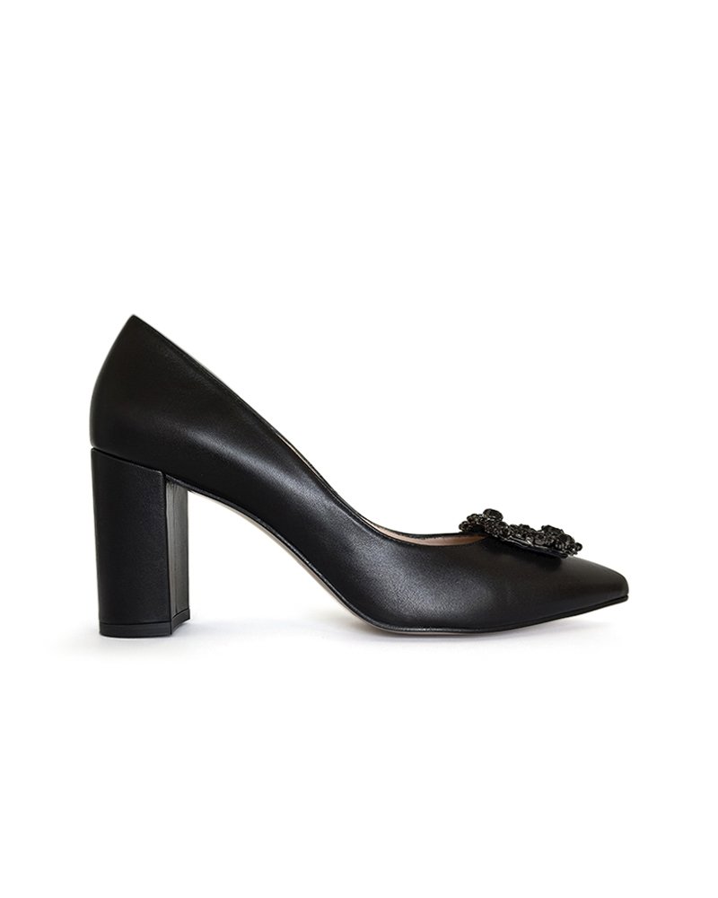 Zapato Cinderella Negro Piel 8 cms