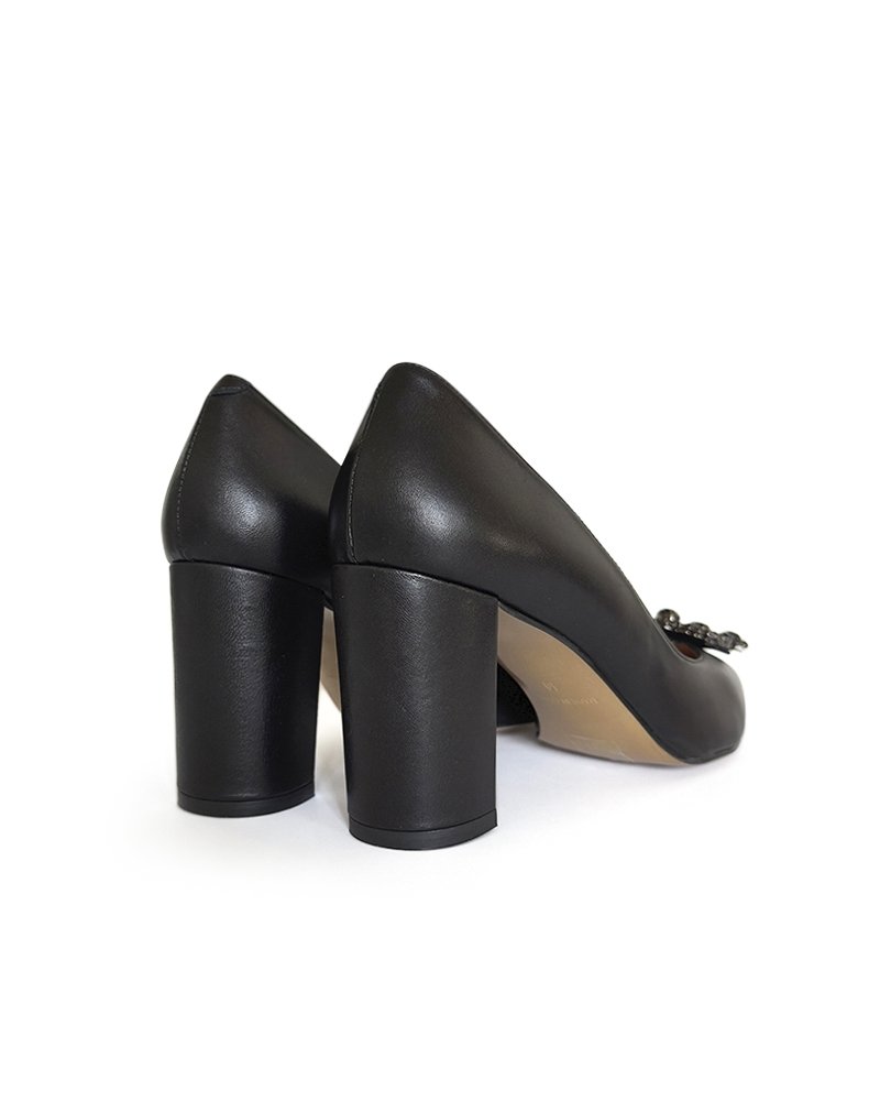 Zapato Cinderella Negro Piel 8 cms