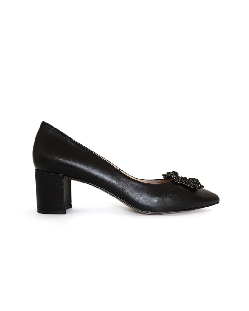 Zapato Cinderella Negro Piel 6 cms