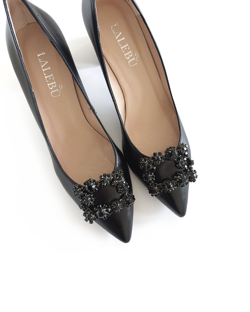Zapato Cinderella Negro Piel 6 cms