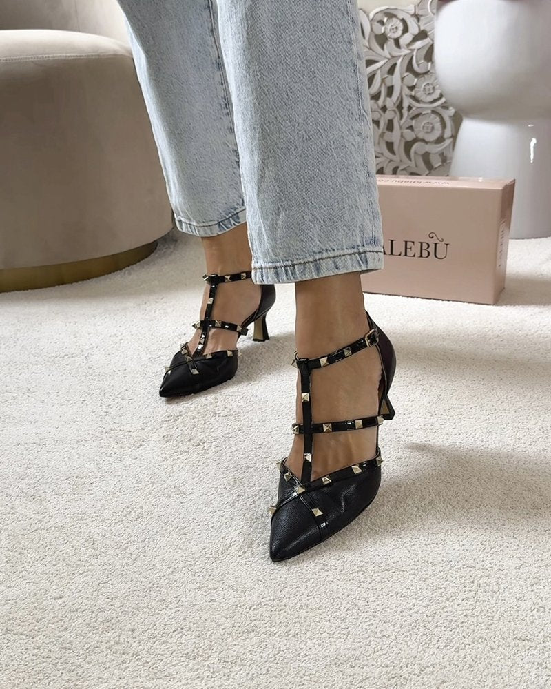 Zapato Tachuelas Negro 6 cms