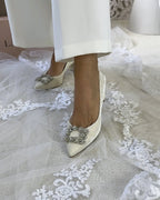 Zapato Cinderella Terciopelo Blanco 6 cms