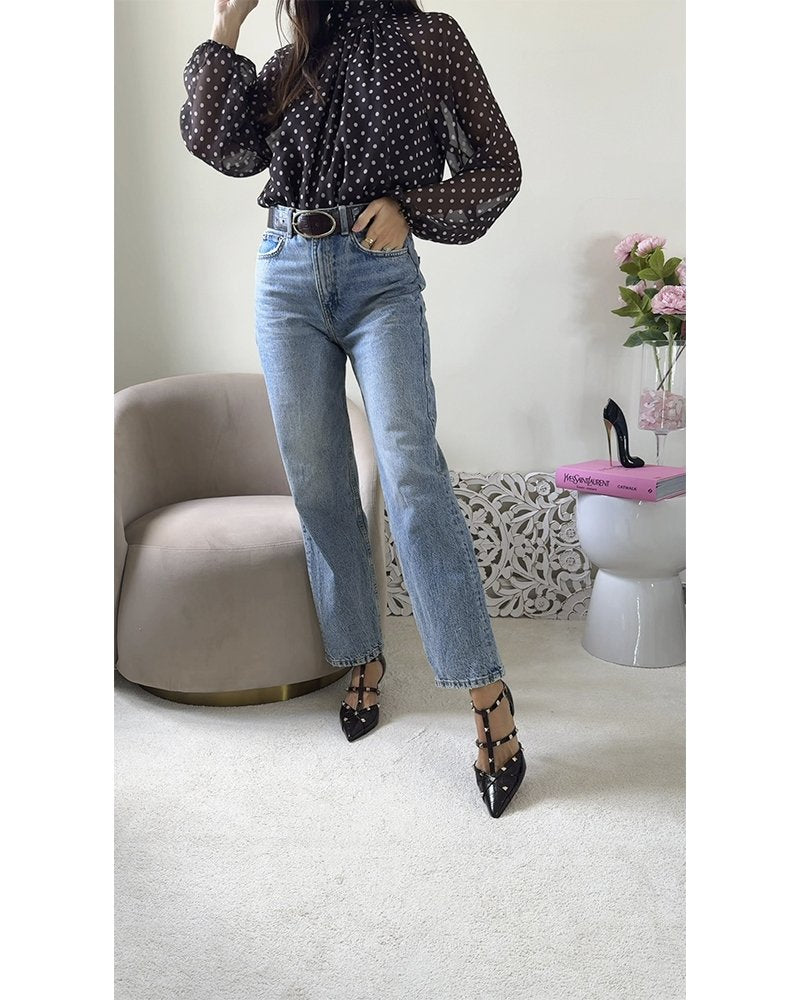 Zapato Tachuelas Coco Marrón Oscuro 6 cms