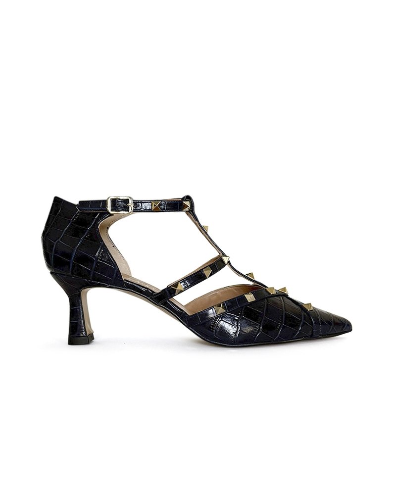 Zapato Tachuelas Coco Azul Marino 6 cms