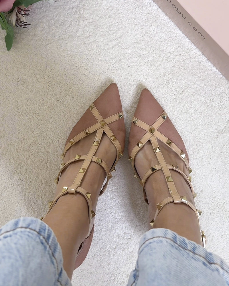 Zapato Tachuelas Nude 6 cms