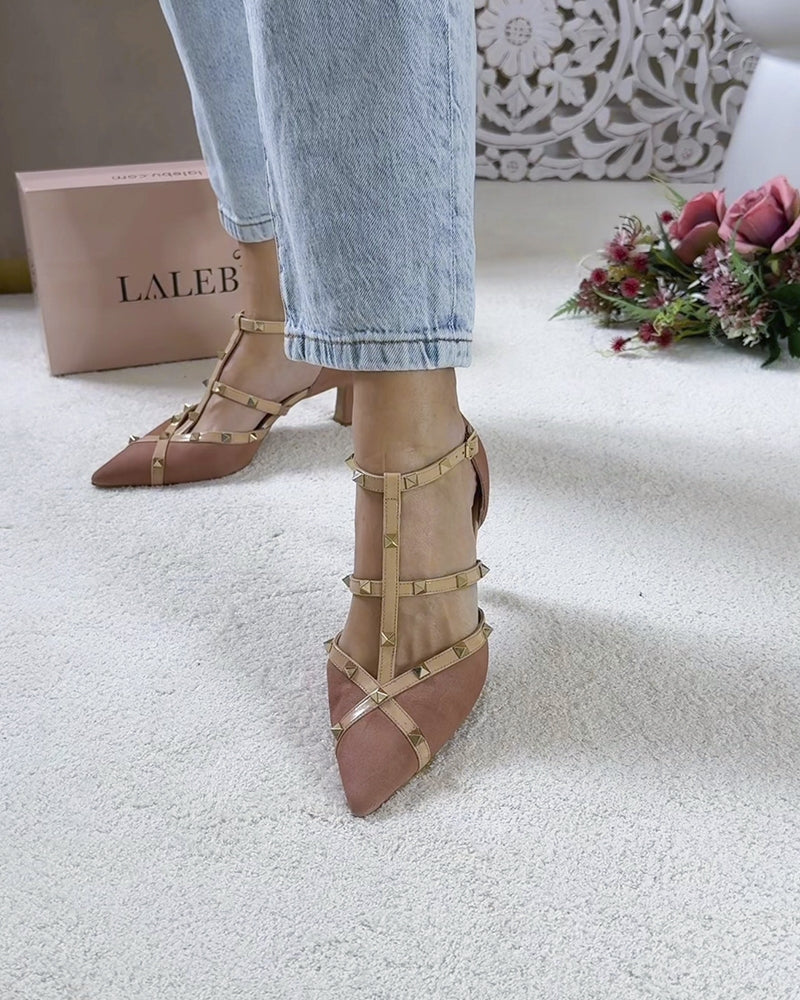 Zapato Tachuelas Nude 6 cms