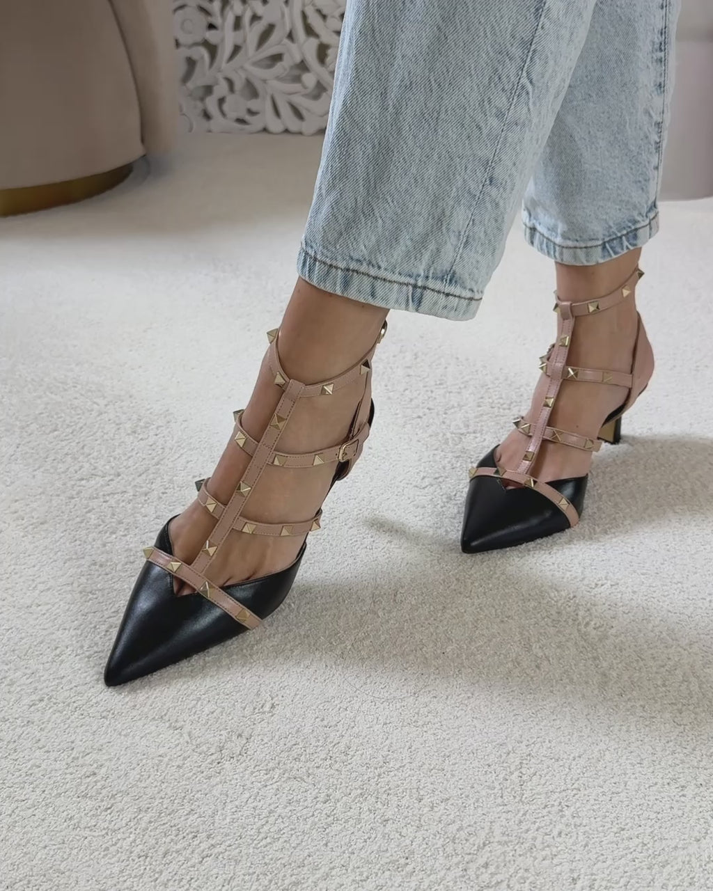 Tachuelas Negro y Nude 6 cms