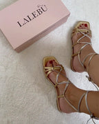 Sandalia Plana Oro y Plata