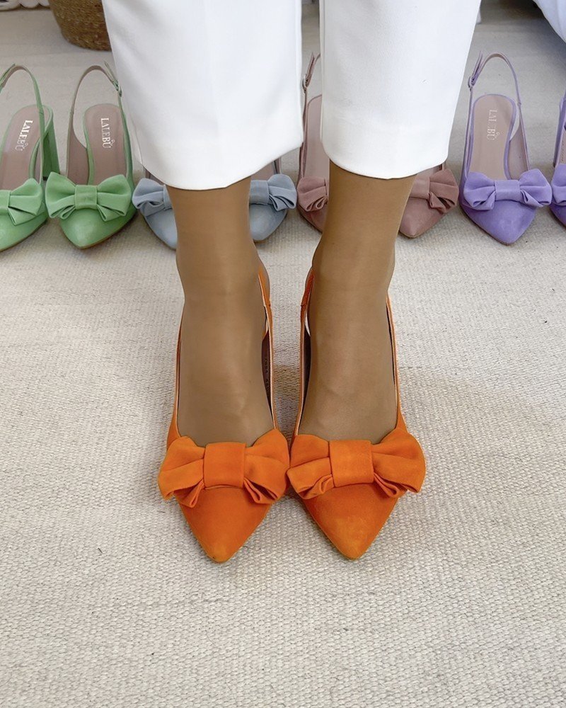 Zapato Audrey mandarina Destalonado 8 cms