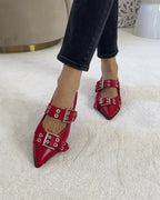 Zapato plano hebilla rojo