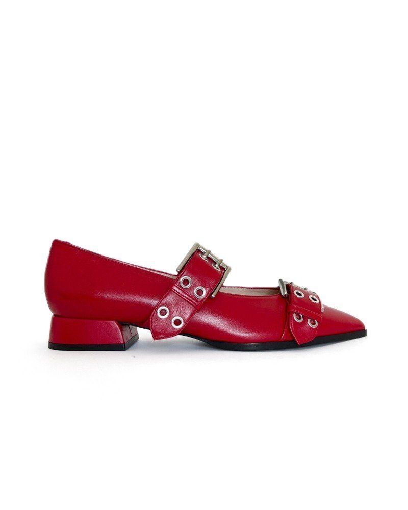 Zapato plano hebilla rojo