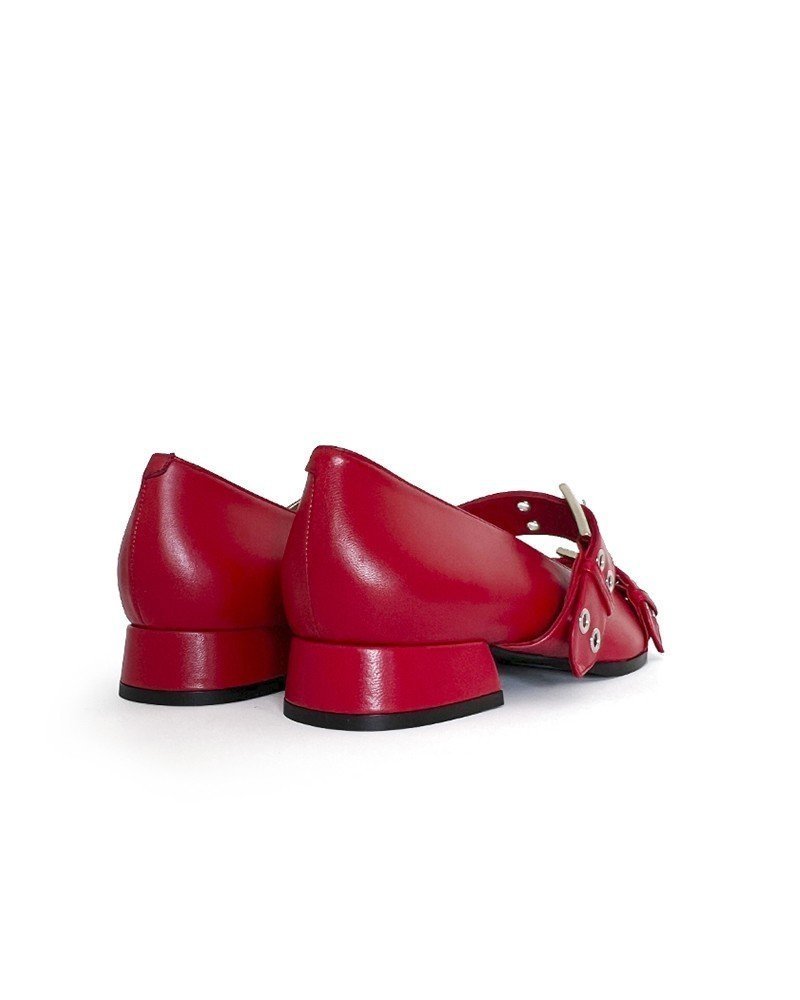 Zapato plano hebilla rojo
