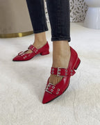 Zapato plano hebilla rojo