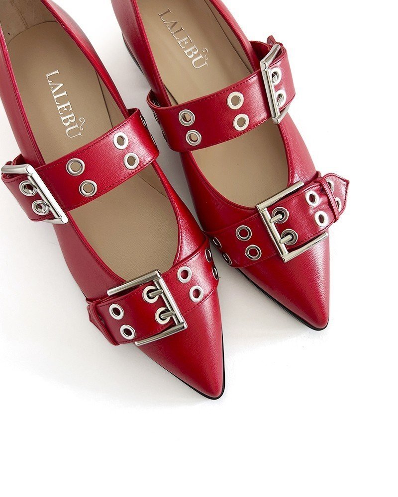 Zapato plano hebilla rojo