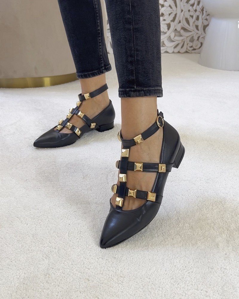 Zapato plano tachuelas Black
