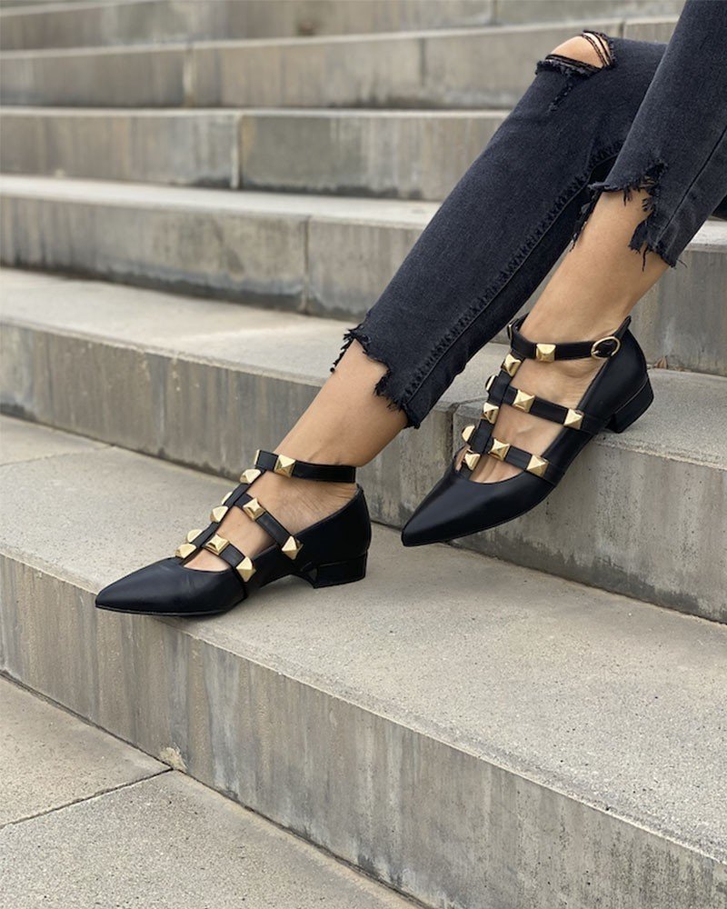 Zapato plano tachuelas Black