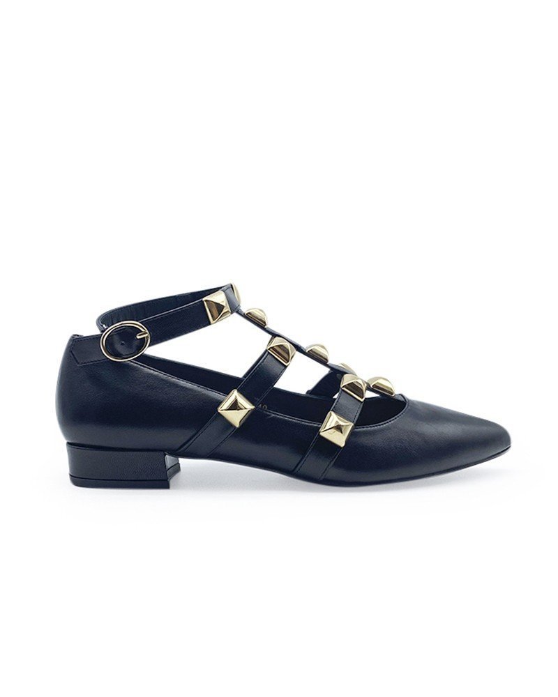 Zapato plano tachuelas Black
