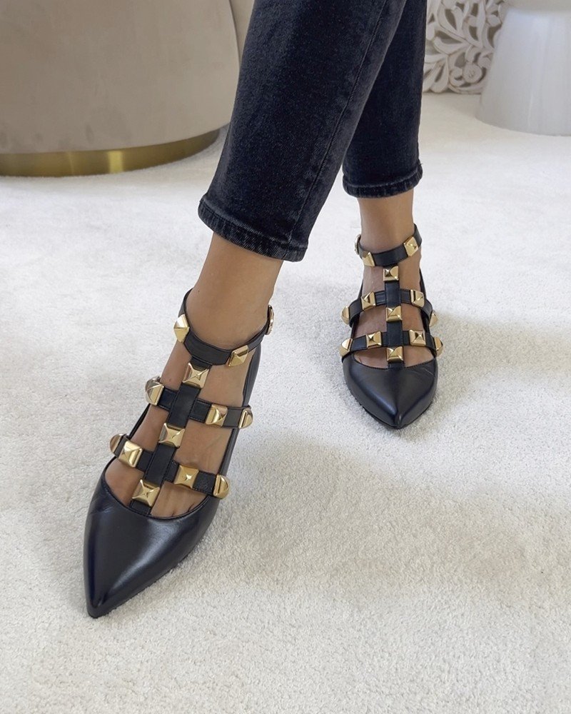 Zapato plano tachuelas Black
