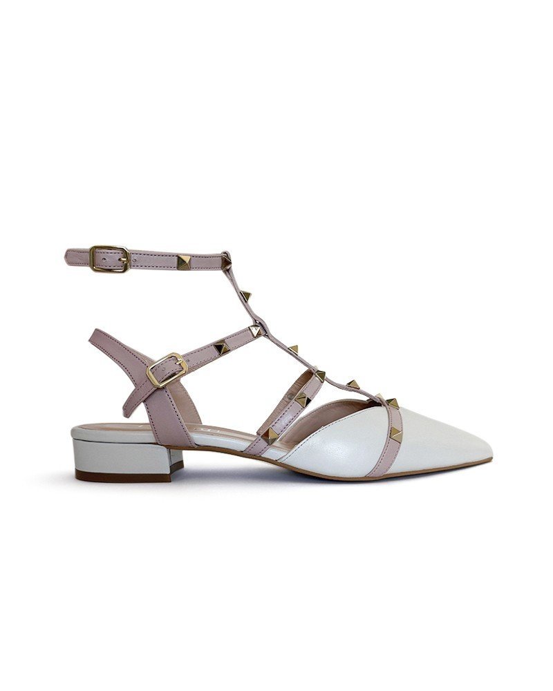 Zapato Plano Tachuelas blanco destalonado