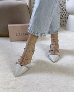 Zapato Plano Tachuelas blanco destalonado