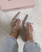 Zapato Plano Tachuelas blanco destalonado