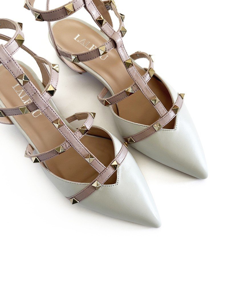 Zapato Plano Tachuelas blanco destalonado