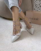 Zapato Plano Tachuelas blanco destalonado