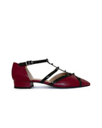 Zapato Plano Tachuelas Burdeos piel