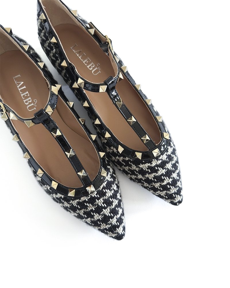 Zapato Plano Tachuelas Pata de Gallo