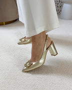 Zapato Cinderella Dorado destalonado 8 cms